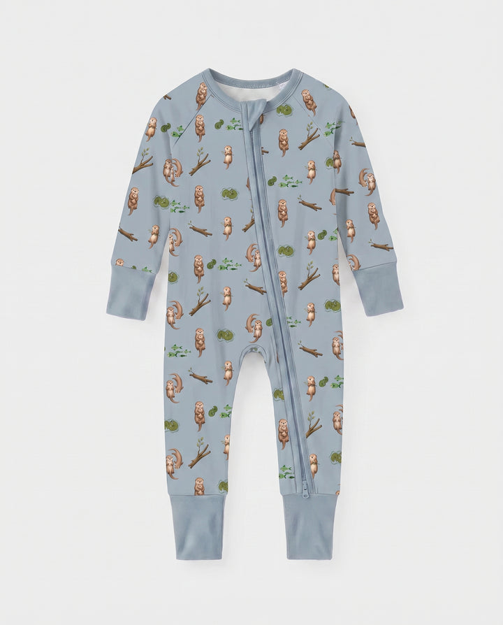 Otter Family River Days Bamboo Convertible Zipper Romper