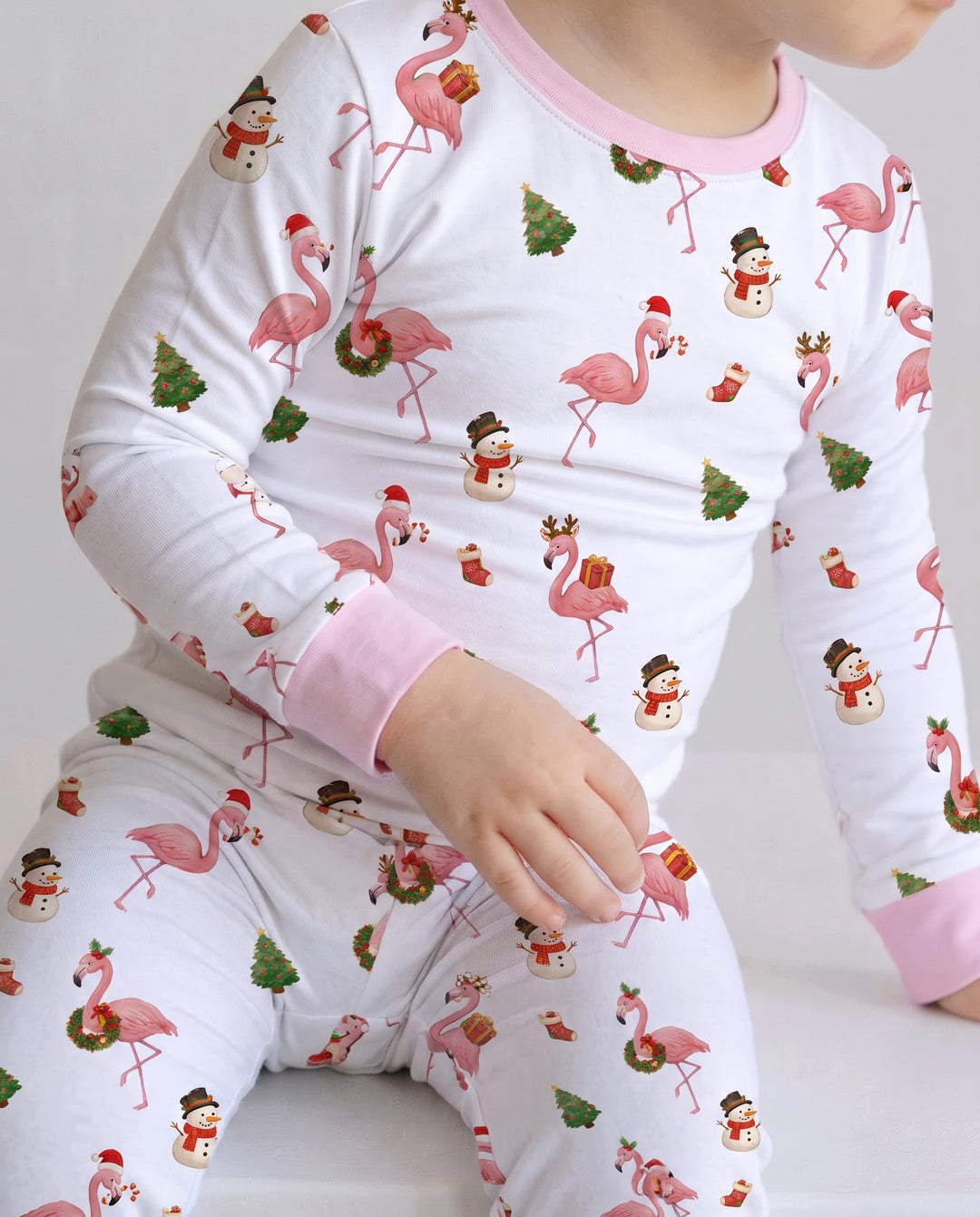 Flamingo Christmas Cheer Bamboo Two Piece Long Sleeve Pajama Set