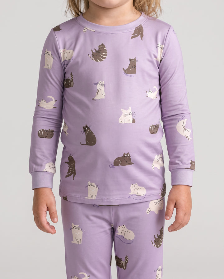 Cozy Cat Toss Bamboo Two Piece Long Sleeve Pajama Set