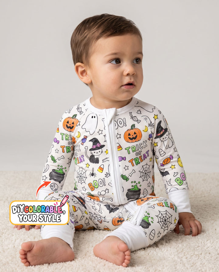 Trick or Treat Halloween Doodles Colorable Bamboo Convertible Zippy