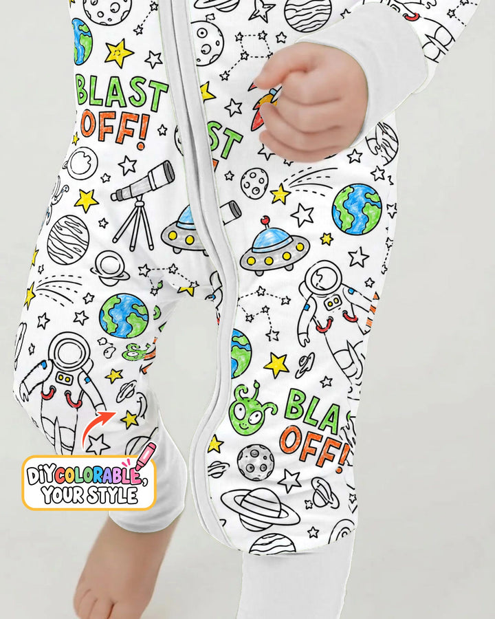 Blast Off Space Adventure Colorable Bamboo Convertible Zippy