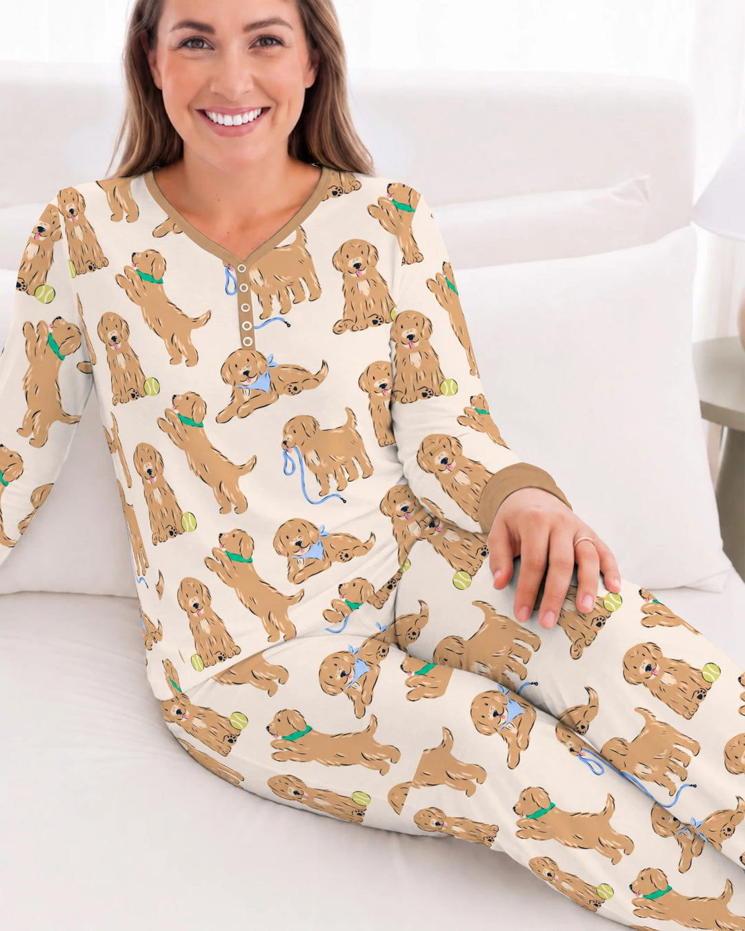Golden Puppy Playtime Bamboo Women Pajama Set