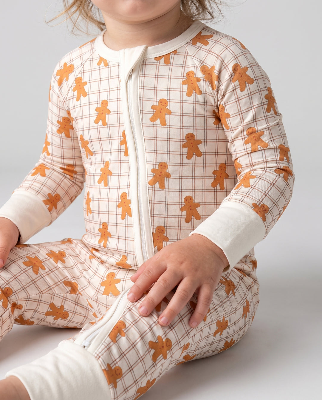 Gingerbread Plaid Parade Bamboo Convertible Zipper Romper