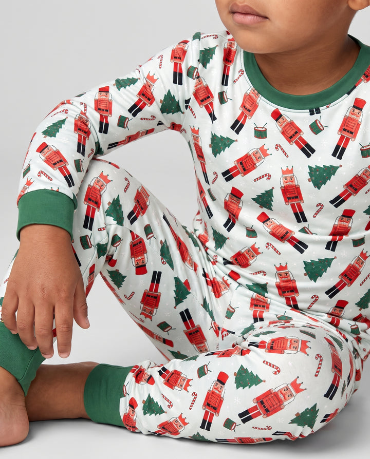 Green Nutcracker Holiday March Bamboo Two Piece Long Sleeve Pajama Set