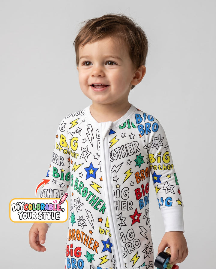 Big Brother Superhero Doodles Colorable Bamboo Convertible Zippy