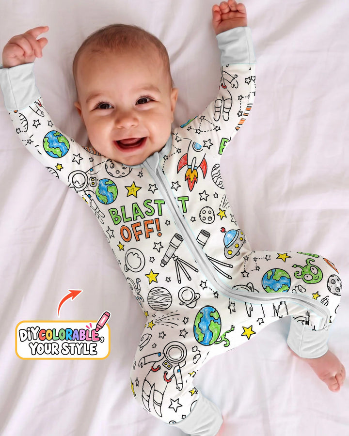 Blast Off Space Adventure Colorable Bamboo Convertible Zippy