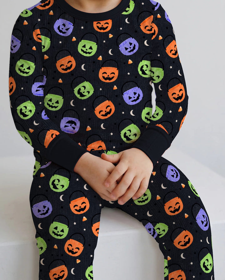 Trick or Treat Bucket Toss Bamboo Two Piece Long Sleeve Pajama Set