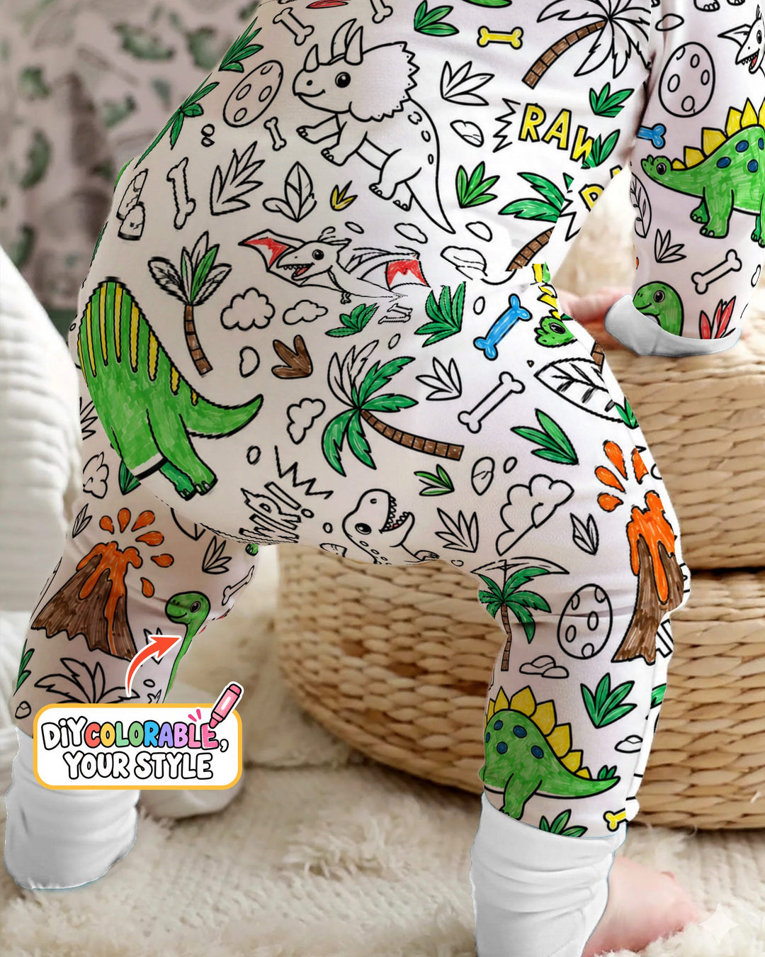 Dinosaur Prehistoric Adventure Colorable Bamboo Convertible Zippy