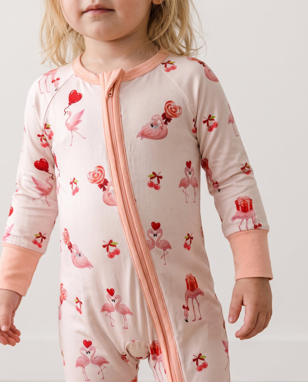 Flamingo Sweethearts Bamboo Convertible Zipper Romper
