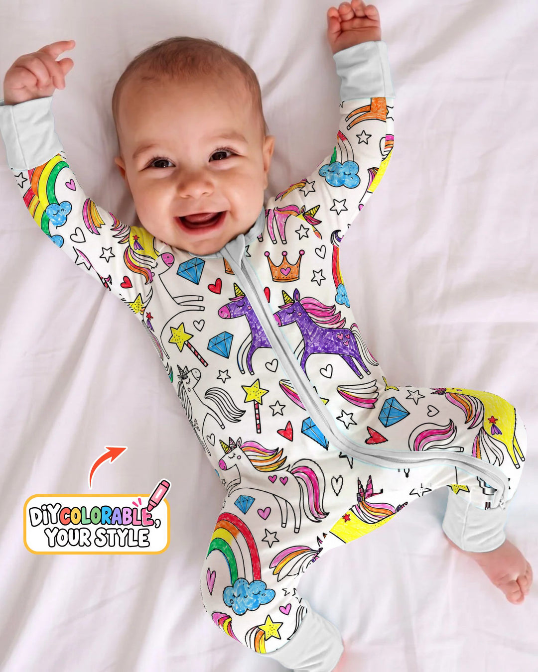 Rainbow Unicorn Magic Doodles Colorable Bamboo Convertible Zippy