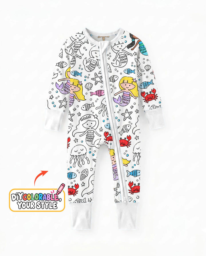 Under the Sea Mermaid Doodles Colorable Bamboo Convertible Zippy