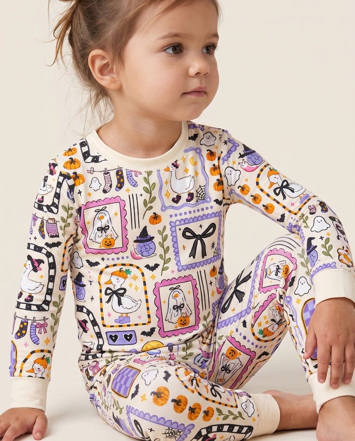 Witchy Goose Halloween Gallery Bamboo Two Piece Long Sleeve Pajama Set
