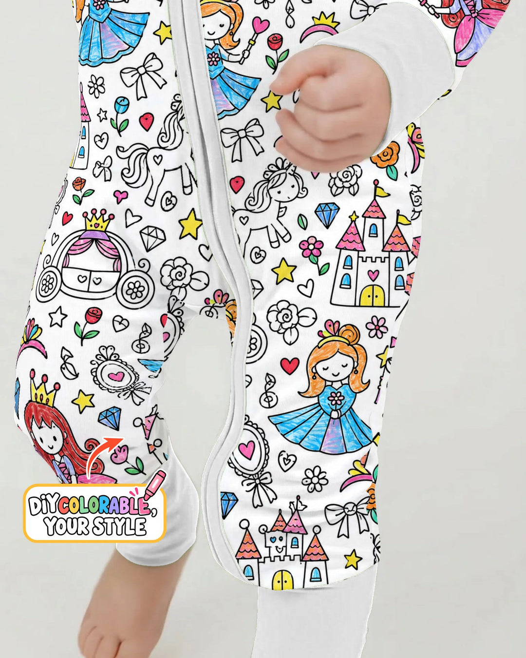 Princess Fairytale Kingdom Colorable Bamboo Convertible Zippy