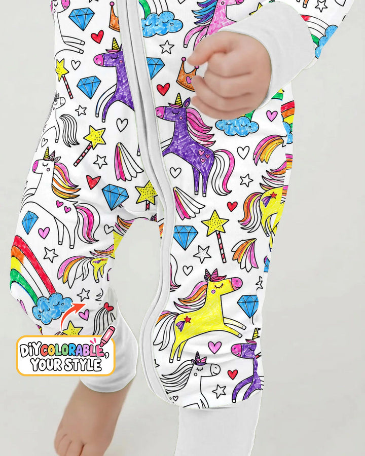 Rainbow Unicorn Magic Doodles Colorable Bamboo Convertible Zippy