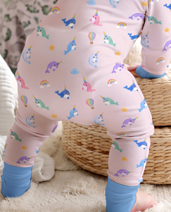 Stardust Cream Narwhal Dreams Bamboo Convertible Zipper Romper