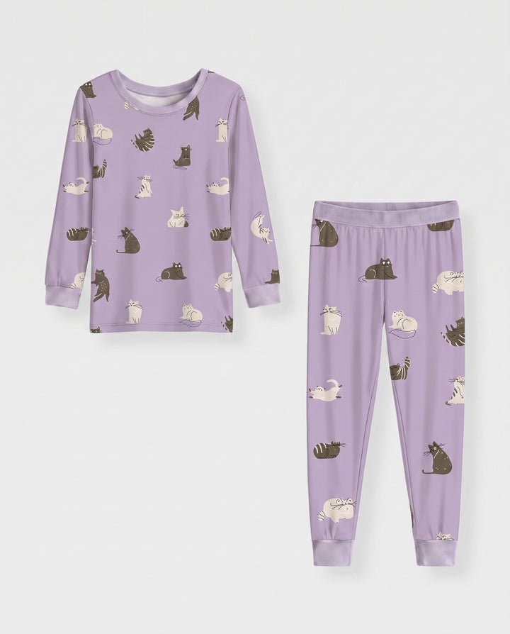Cozy Cat Toss Bamboo Two Piece Long Sleeve Pajama Set