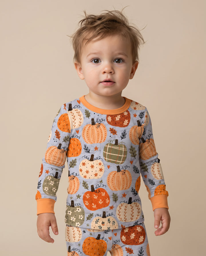 Harvest Pumpkin Patch Bamboo Two Piece Long Sleeve Pajama Set
