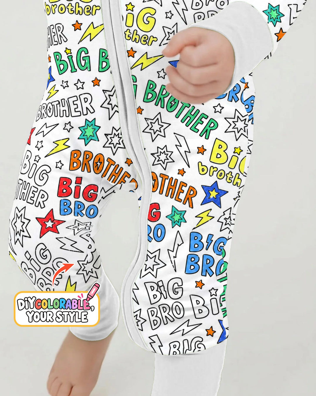 Big Brother Superhero Doodles Colorable Bamboo Convertible Zippy