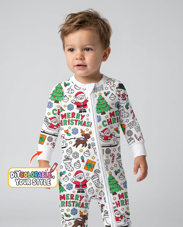 Merry Christmas Doodle Party Colorable Bamboo Convertible Zippy
