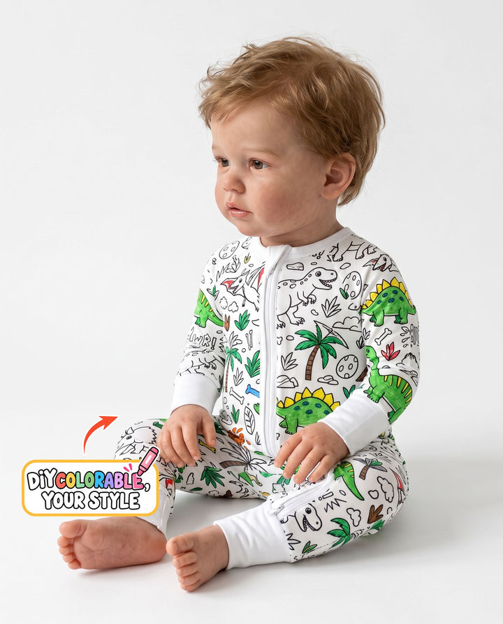 Dinosaur Prehistoric Adventure Colorable Bamboo Convertible Zippy