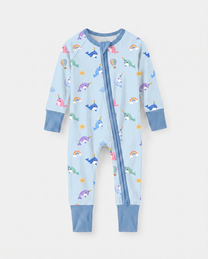 Soft Breeze Narwhal Dreams Bamboo Convertible Zipper Romper