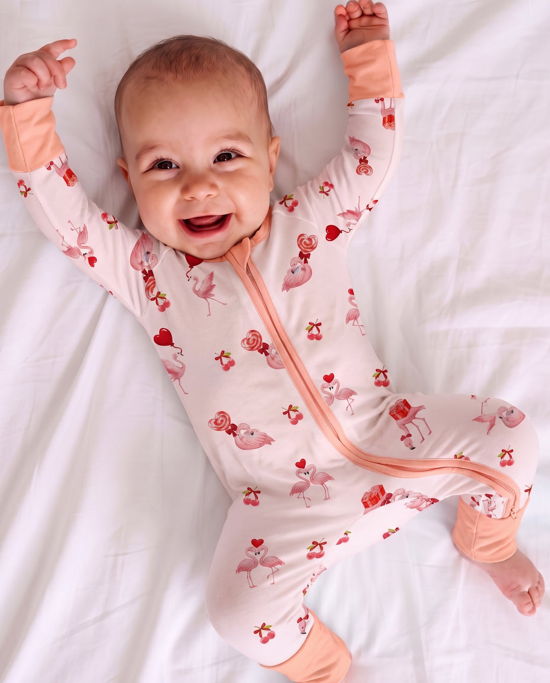 Flamingo Sweethearts Bamboo Convertible Zipper Romper