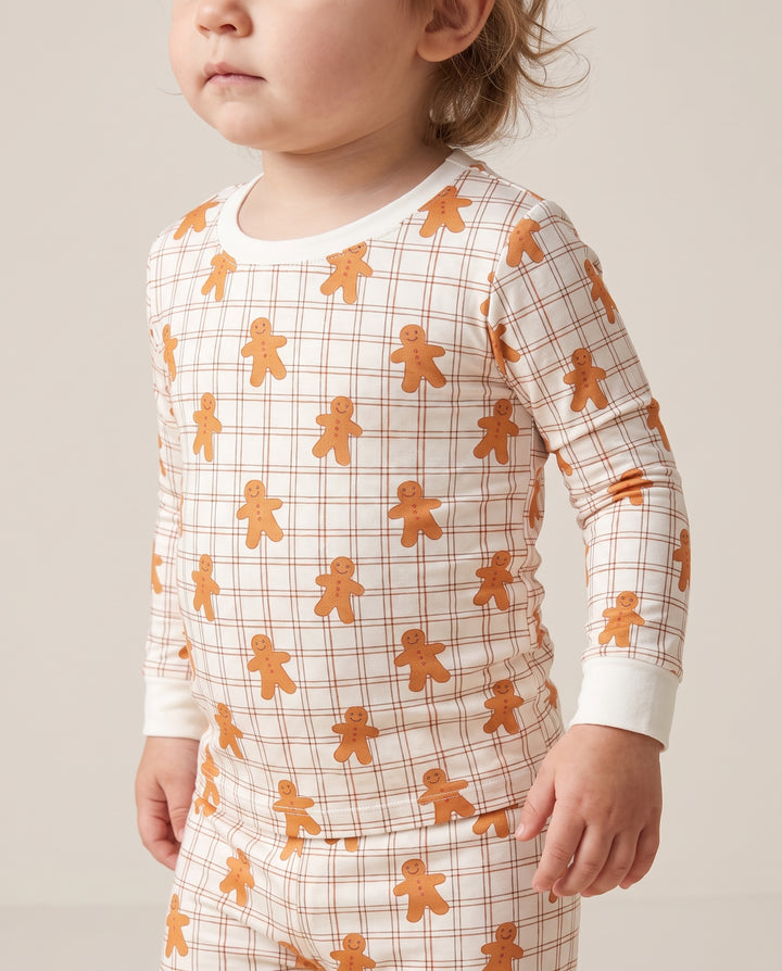 Gingerbread Plaid Parade Bamboo Two Piece Long Sleeve Pajama Set