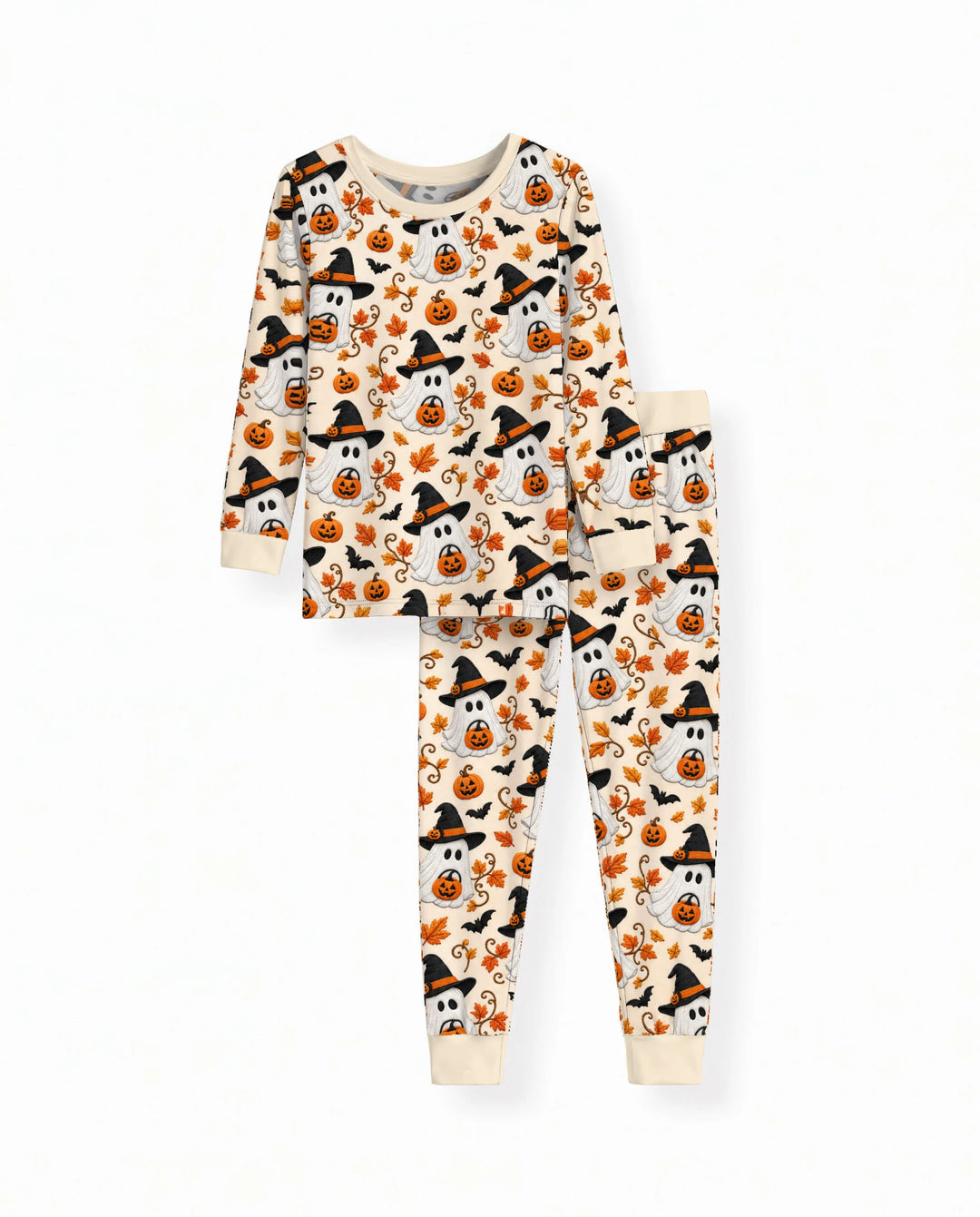 Witchy Ghost Pumpkin Autumn Bamboo Two Piece Long Sleeve Pajama Set