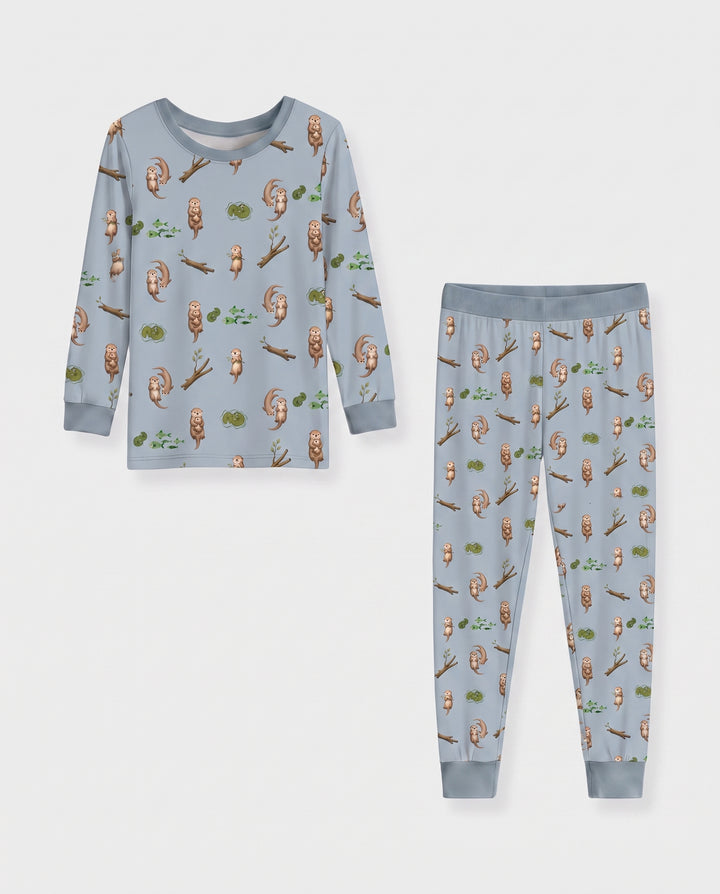 Otter Family River Days Bamboo Two Piece Long Sleeve Pajama Set