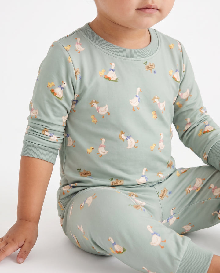 Goose Farm Days Bamboo Two Piece Long Sleeve Pajama Set
