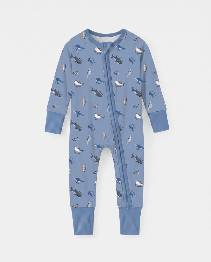Shark Squad Sampler Bamboo Convertible Zipper Romper