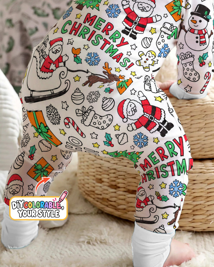 Merry Christmas Doodle Party Colorable Bamboo Convertible Zippy