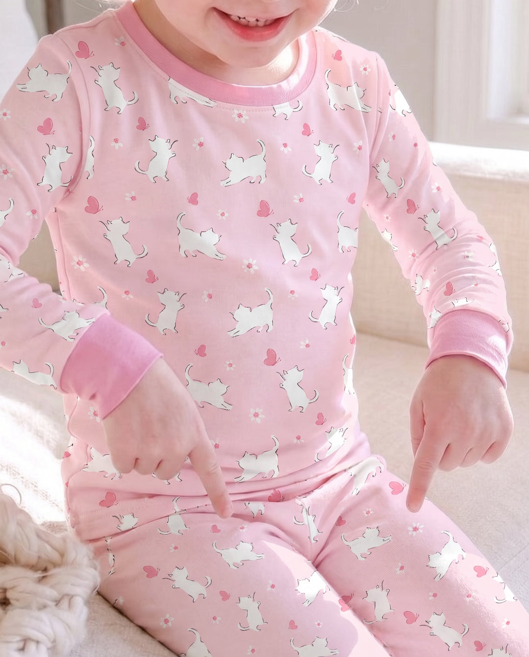 Sweet Kitten Hearts Bamboo Two Piece Long Sleeve Pajama Set