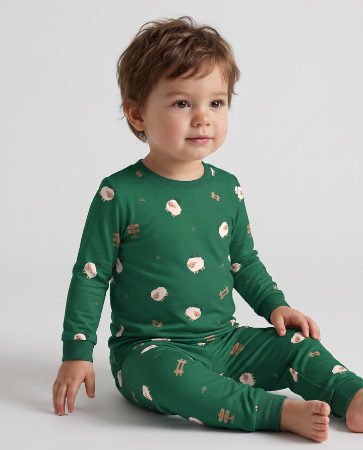 Little Sheep Meadow Bamboo Two Piece Long Sleeve Pajama Set