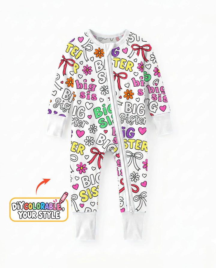 Big Sister Bows & Flowers Colorable Bamboo Convertible Zippy