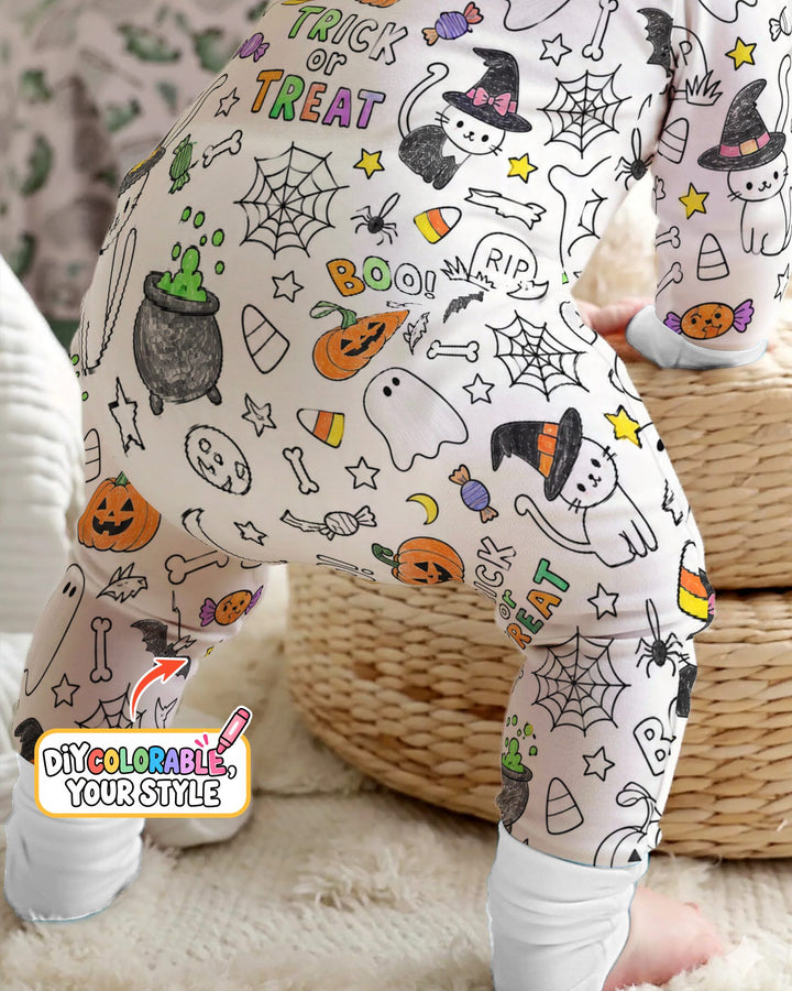 Trick or Treat Halloween Doodles Colorable Bamboo Convertible Zippy