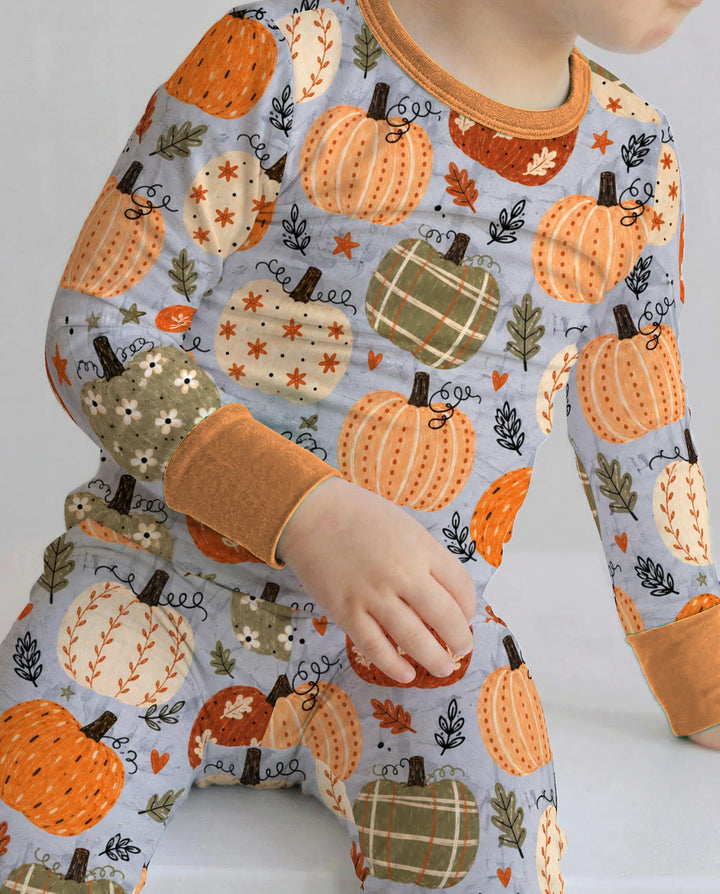 Harvest Pumpkin Patch Bamboo Two Piece Long Sleeve Pajama Set