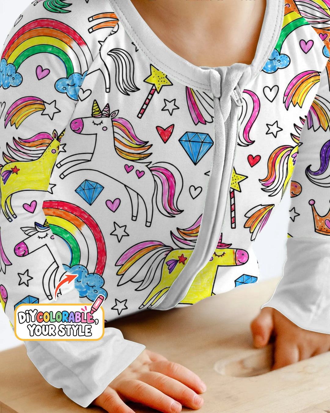 Rainbow Unicorn Magic Doodles Colorable Bamboo Convertible Zippy