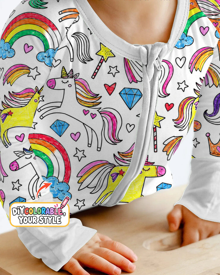 Rainbow Unicorn Magic Doodles Colorable Bamboo Convertible Zippy