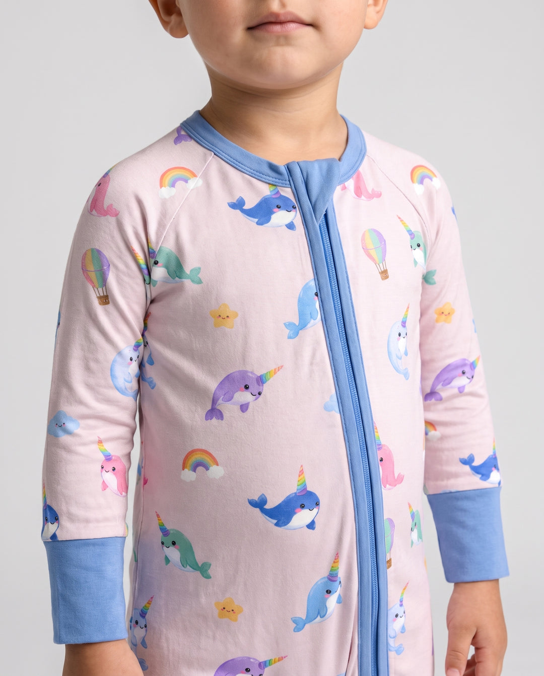 Stardust Cream Narwhal Dreams Bamboo Convertible Zipper Romper