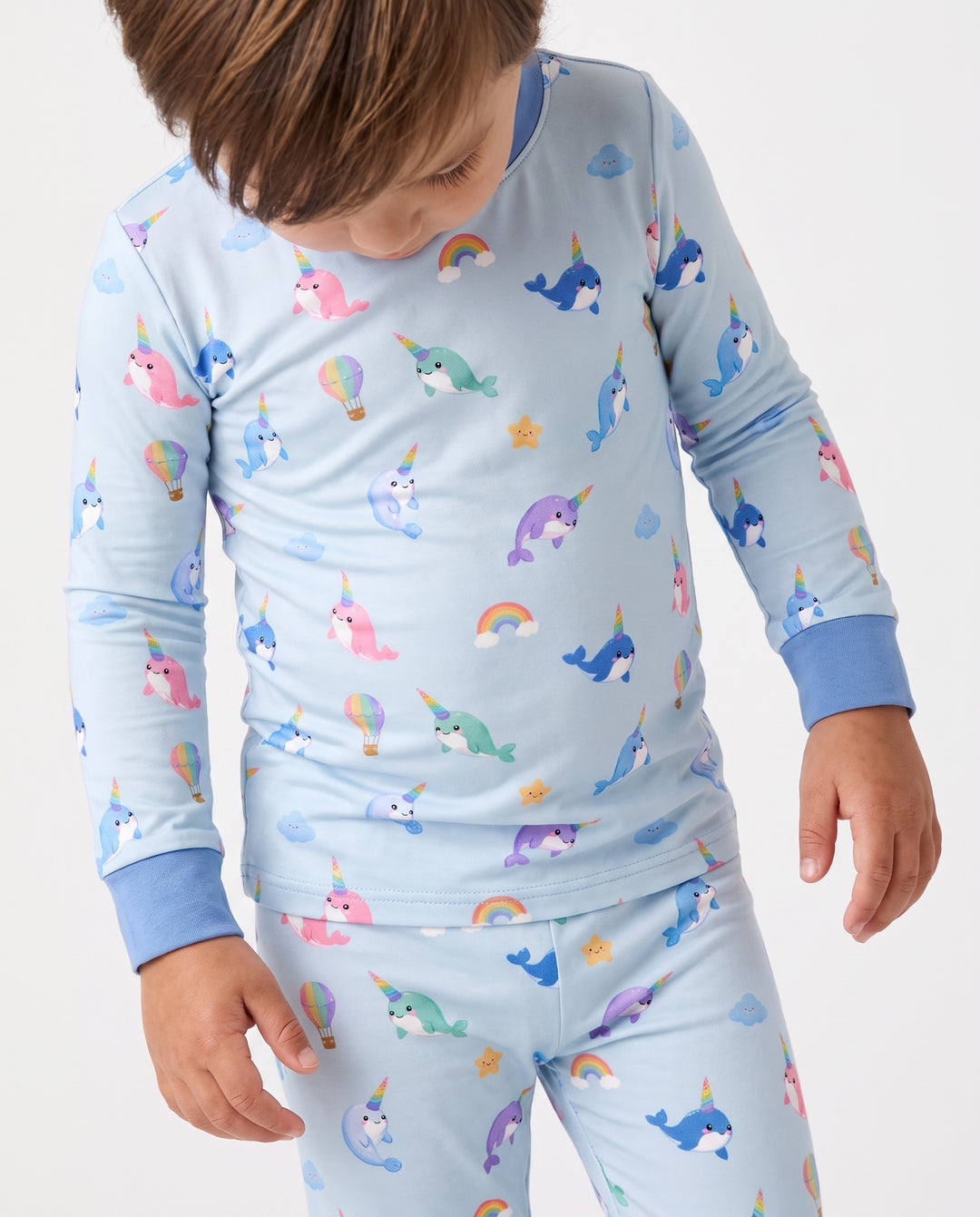 Soft Breeze Narwhal Dreams Bamboo Two Piece Long Sleeve Pajama Set