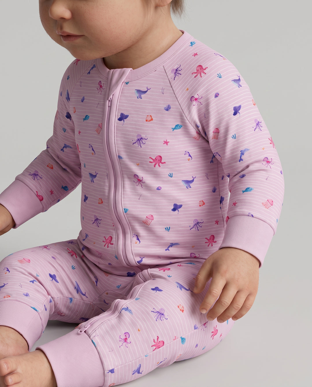 Pink Ocean Parade Bamboo Convertible Zipper Romper