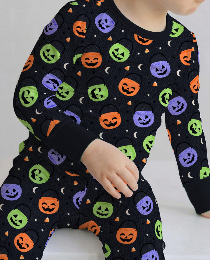 Trick or Treat Bucket Toss Bamboo Two Piece Long Sleeve Pajama Set