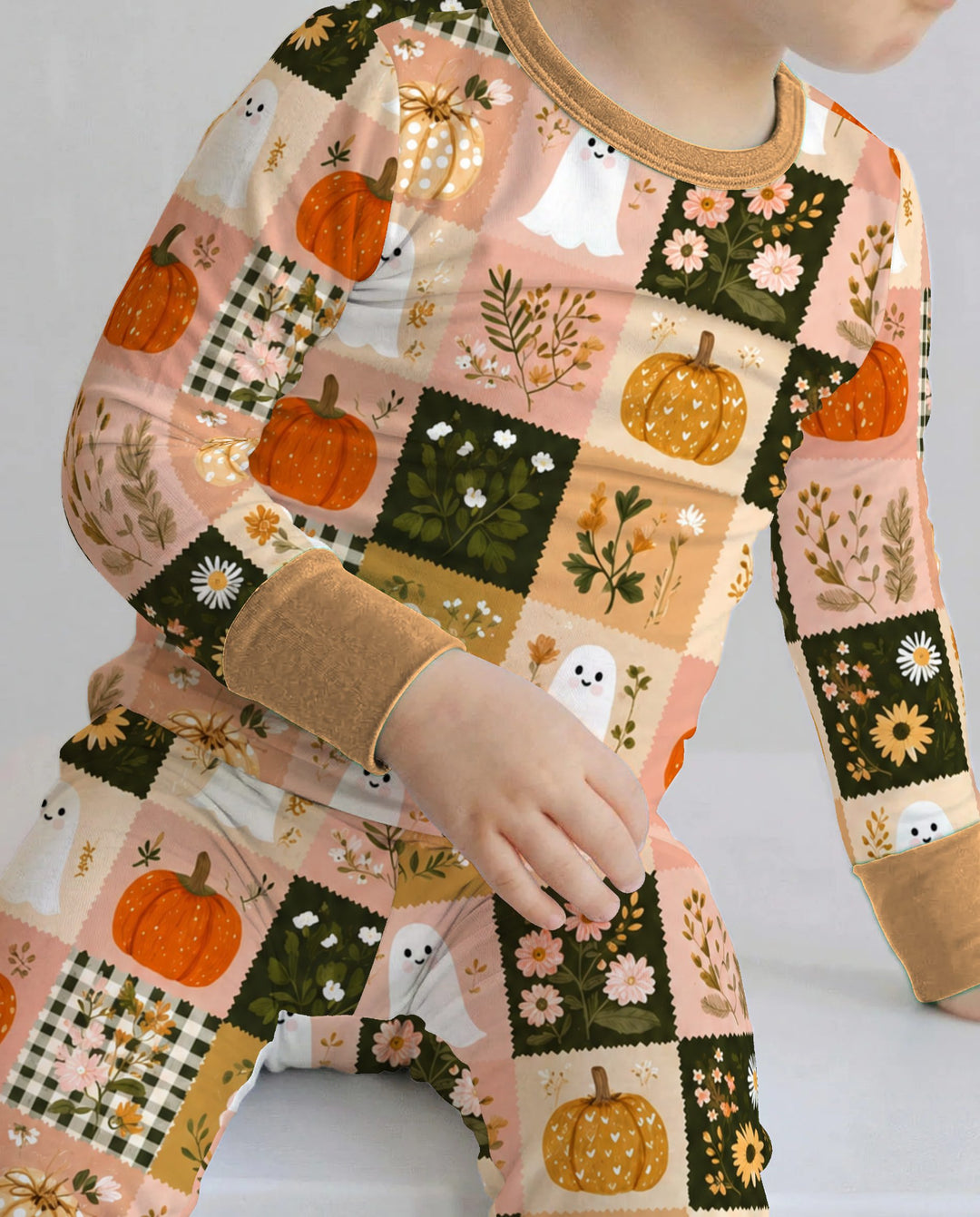 Cottage Ghost Patchwork Bamboo Two Piece Long Sleeve Pajama Set