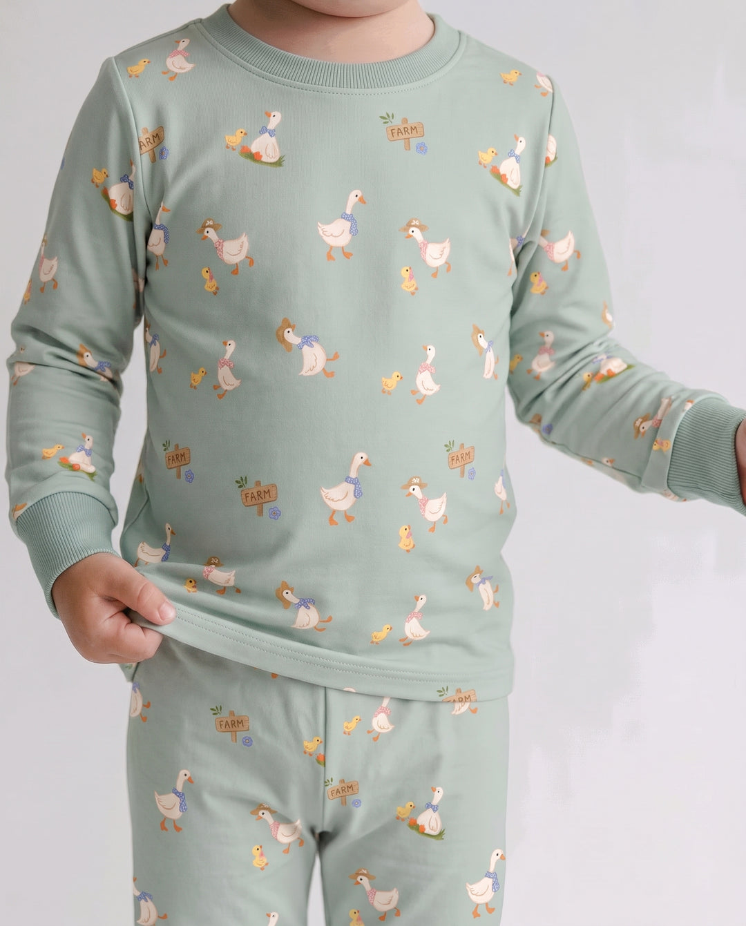 Goose Farm Days Bamboo Two Piece Long Sleeve Pajama Set