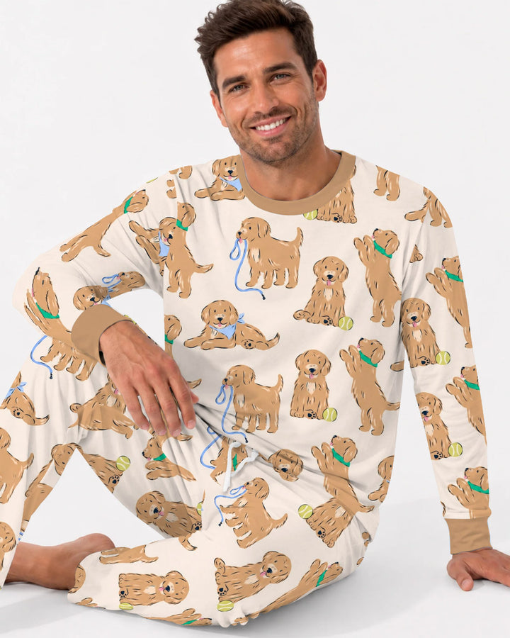 Golden Puppy Playtime Bamboo Men's Pajama Set