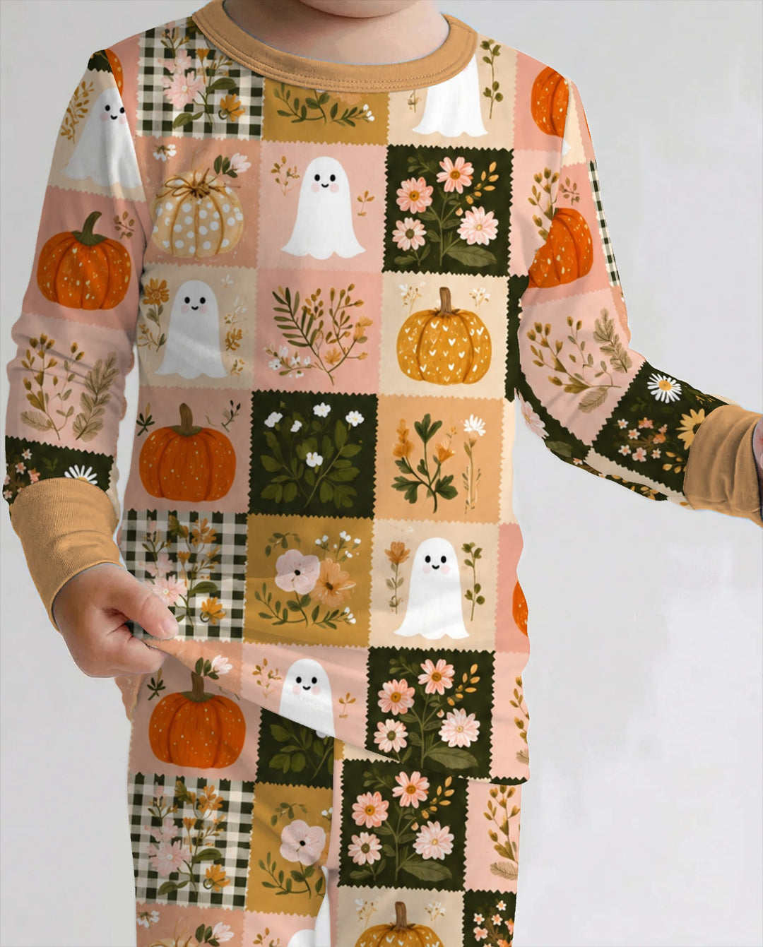 Cottage Ghost Patchwork Bamboo Two Piece Long Sleeve Pajama Set