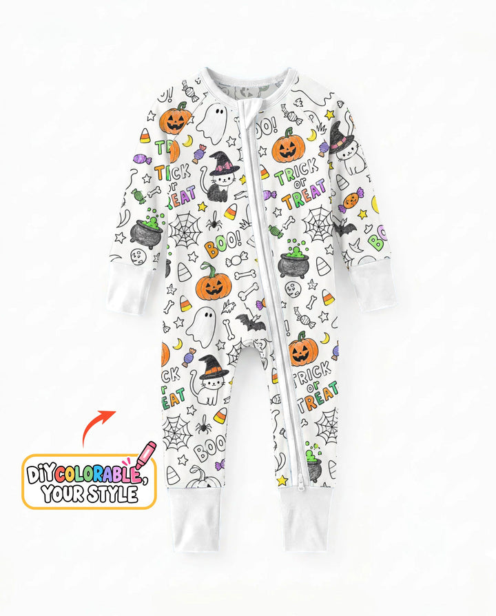 Trick or Treat Halloween Doodles Colorable Bamboo Convertible Zippy