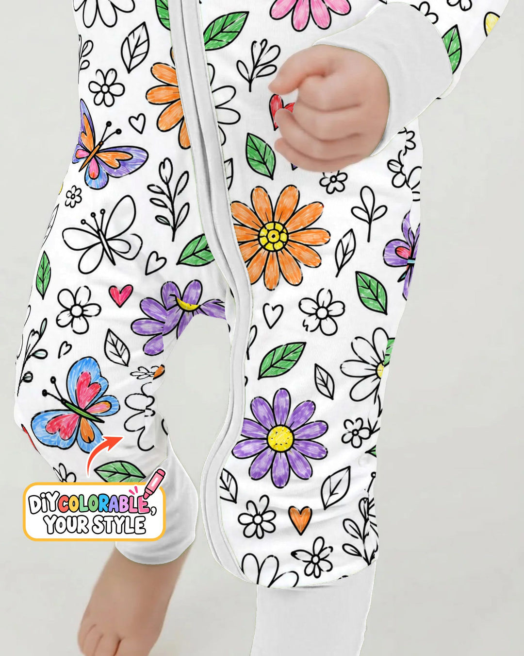 Butterfly Daisy Garden Doodles Colorable Bamboo Convertible Zippy