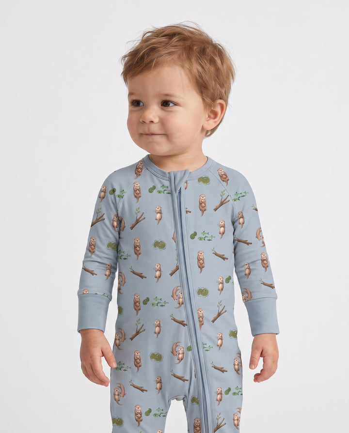 Otter Family River Days Bamboo Convertible Zipper Romper